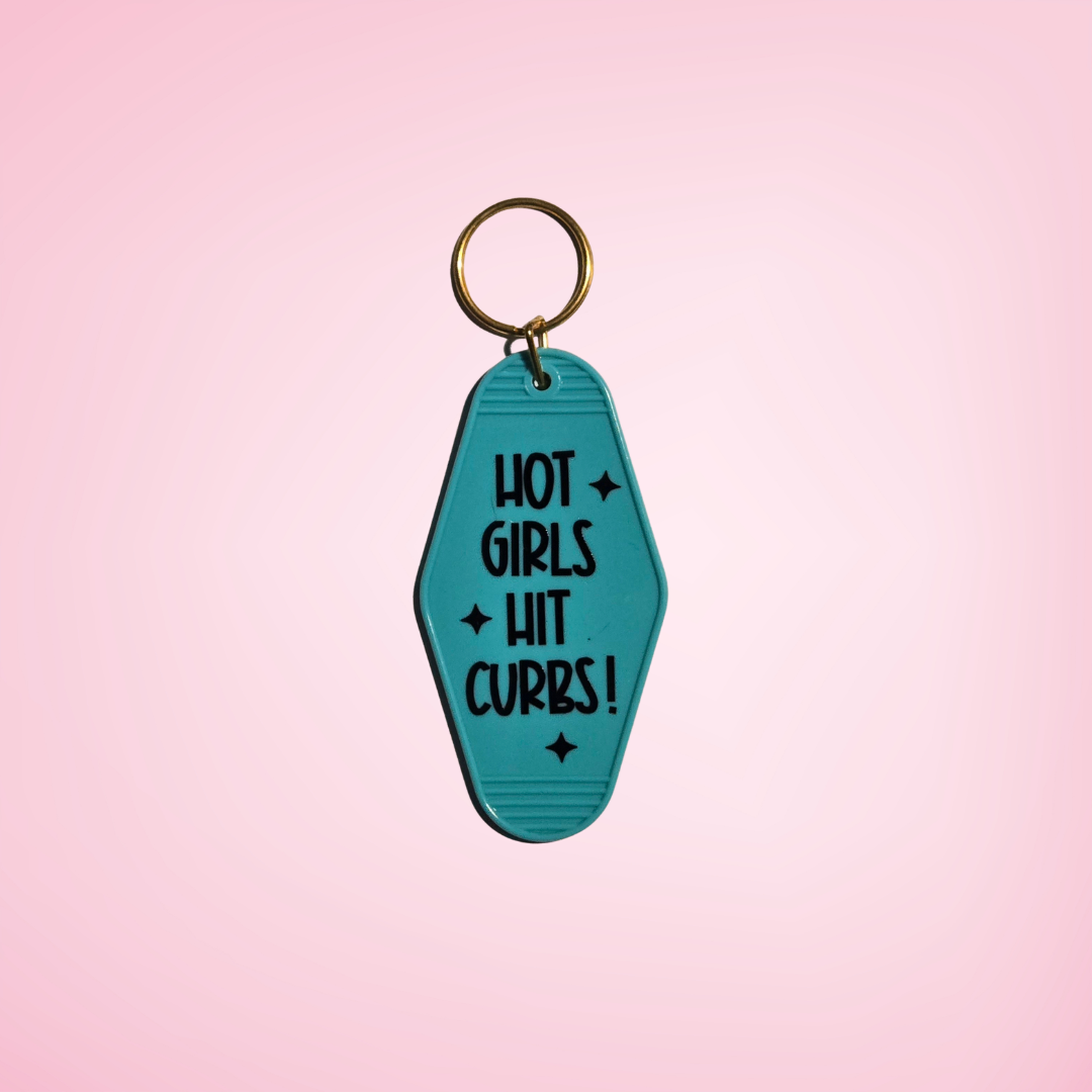 Hot Girls Hit Curbs Motel Keychain