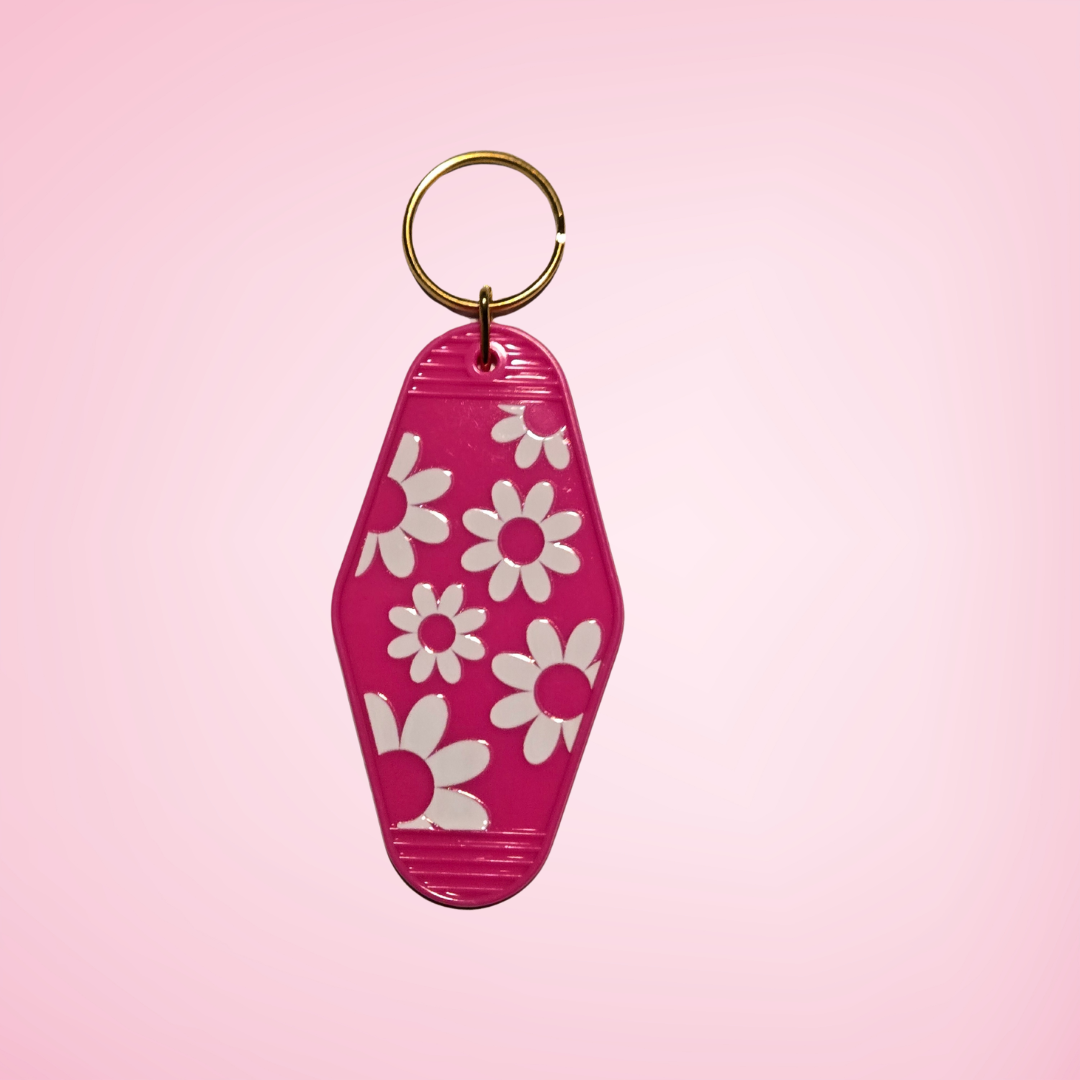 Flower Print Motel Keychain