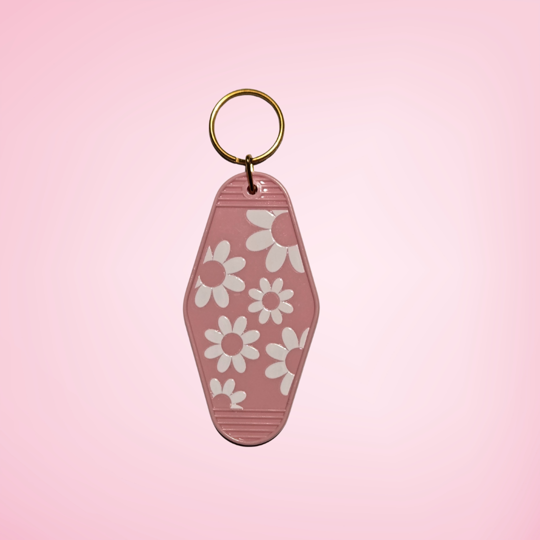 Flower Print Motel Keychain