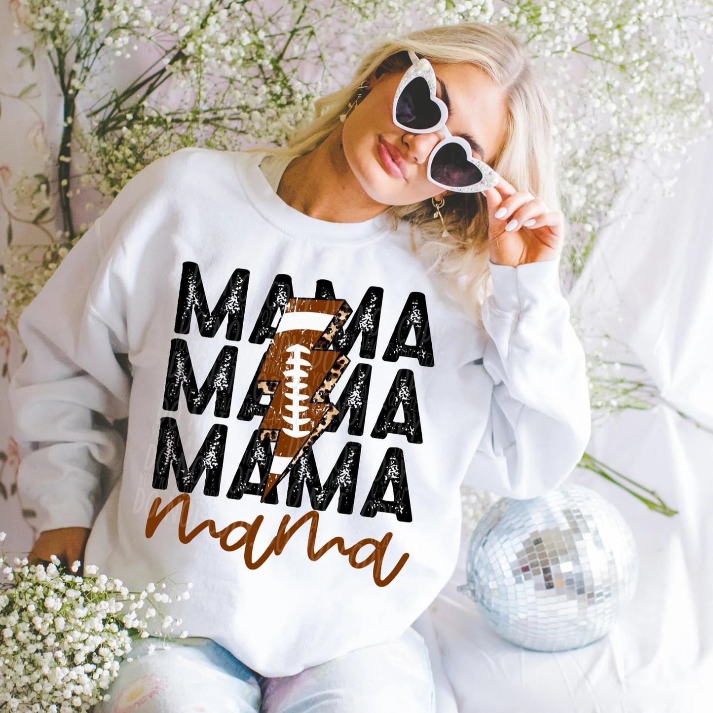 Mama Cheetah Football Lightning Bolt