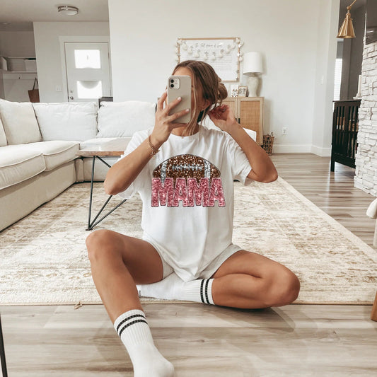 Mama Pink Glitter Football