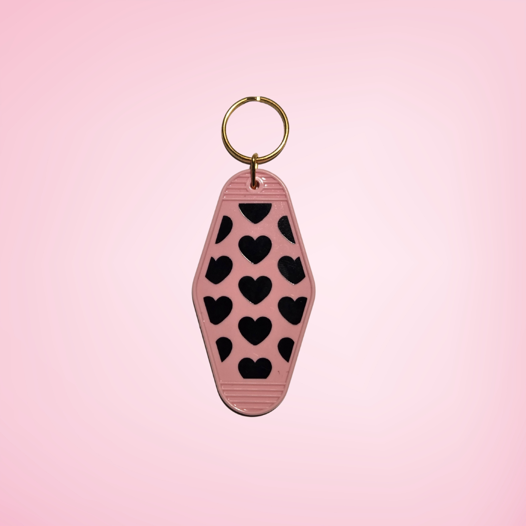 Heart Print Motel Keychain