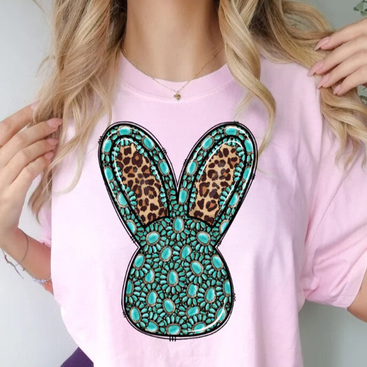 Turquoise Cheetah Western Bunny