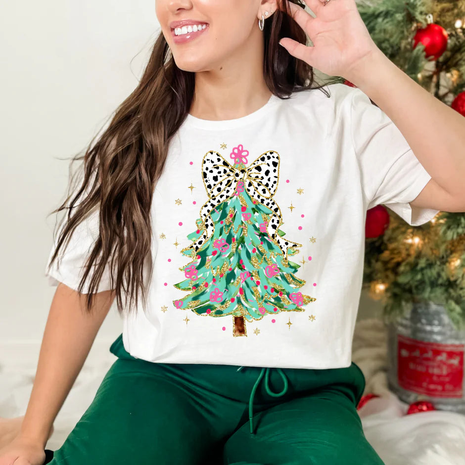 Watercolor Polka Dot Christmas Tree Bow